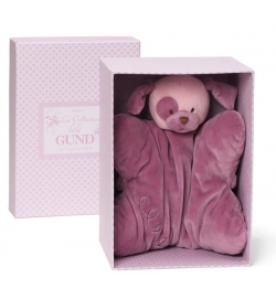 Baby Gund La Collection be’be’系列 的紫紅色覆盆子甜心 小狗安撫抱枕禮盒裝.